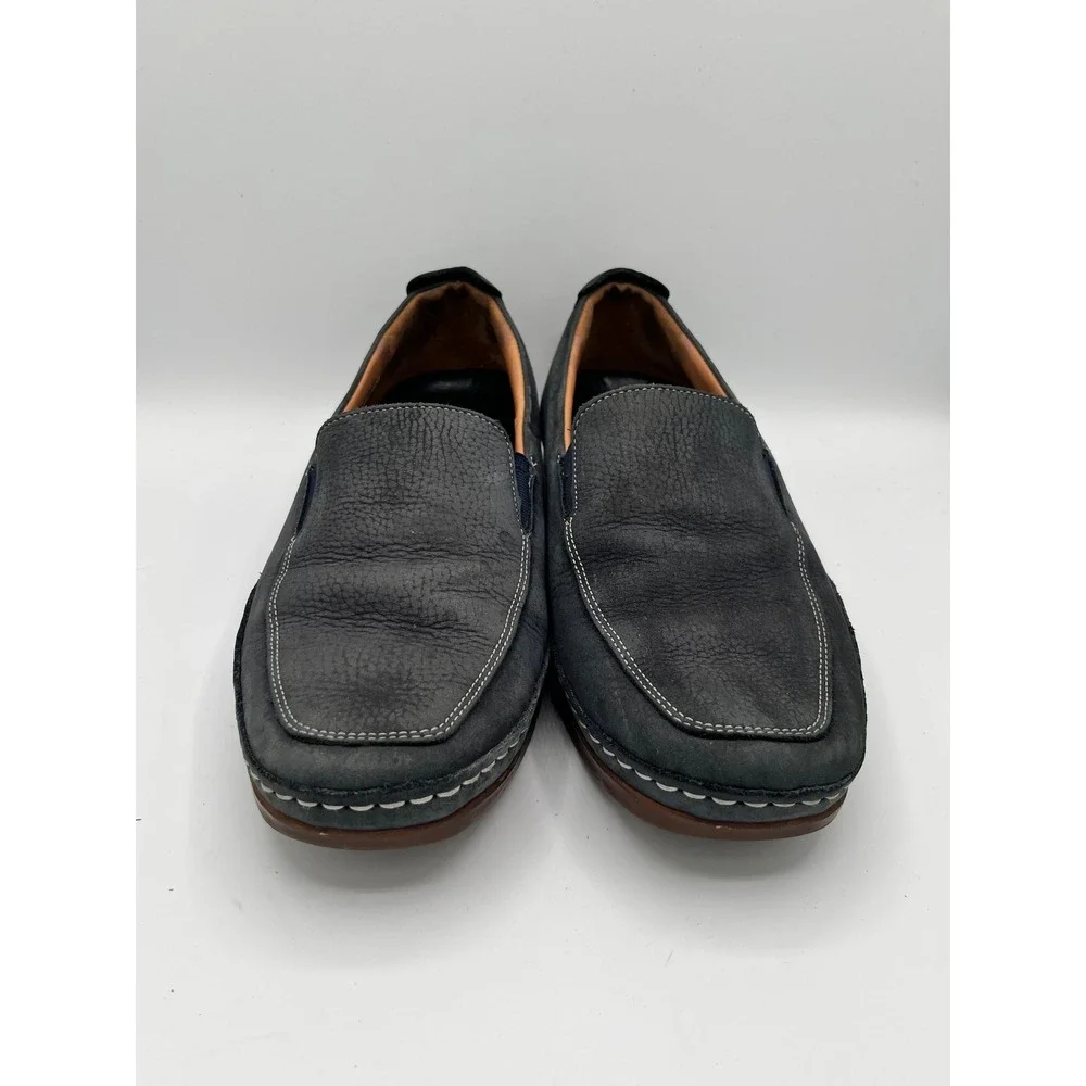 Mephisto Men Navy Blue Pebbled Leather Slip On Loafers Size 8 US 7.5 UK
